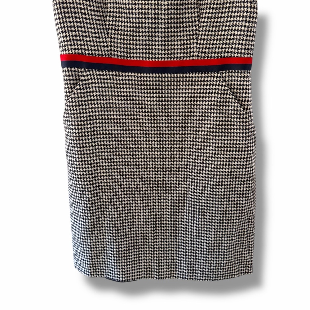 Boden Black & White Houndstooth Shift Dress with Red Trim - Picture 7 of 14